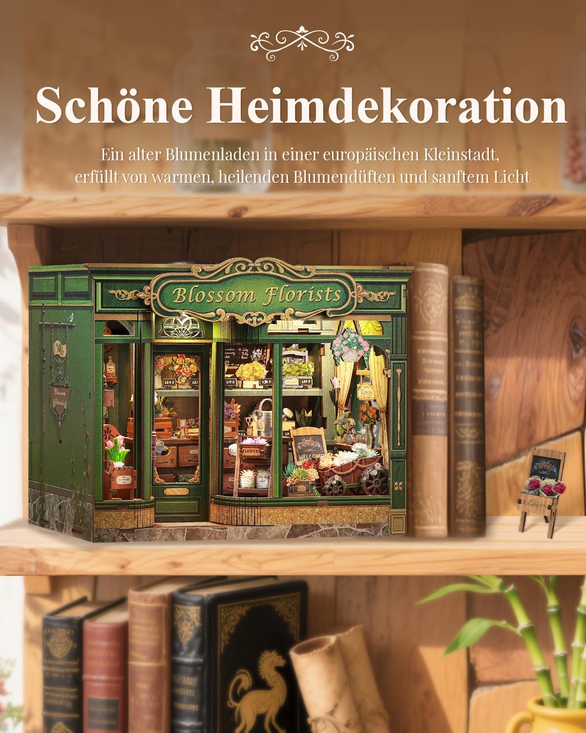 Thumbnail 4 de Cutefun Book Nook Kit – Maison Miniature en Bois à assembler avec Éclairage LED (Blossom Florists)