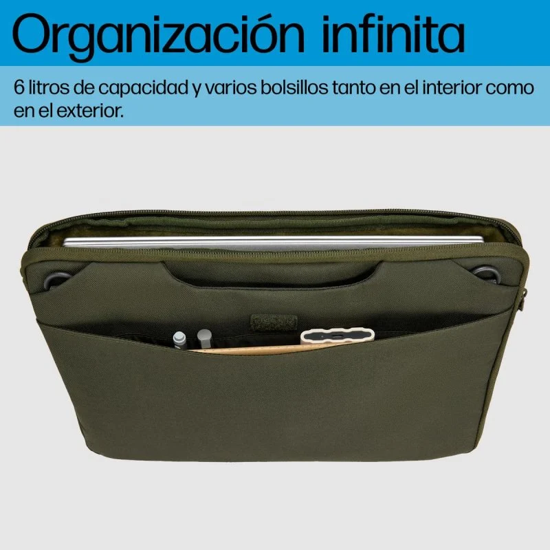 Detalle 2 de Funda portátil HP Modular 15,6" verde/gris impermeable con asas y correa