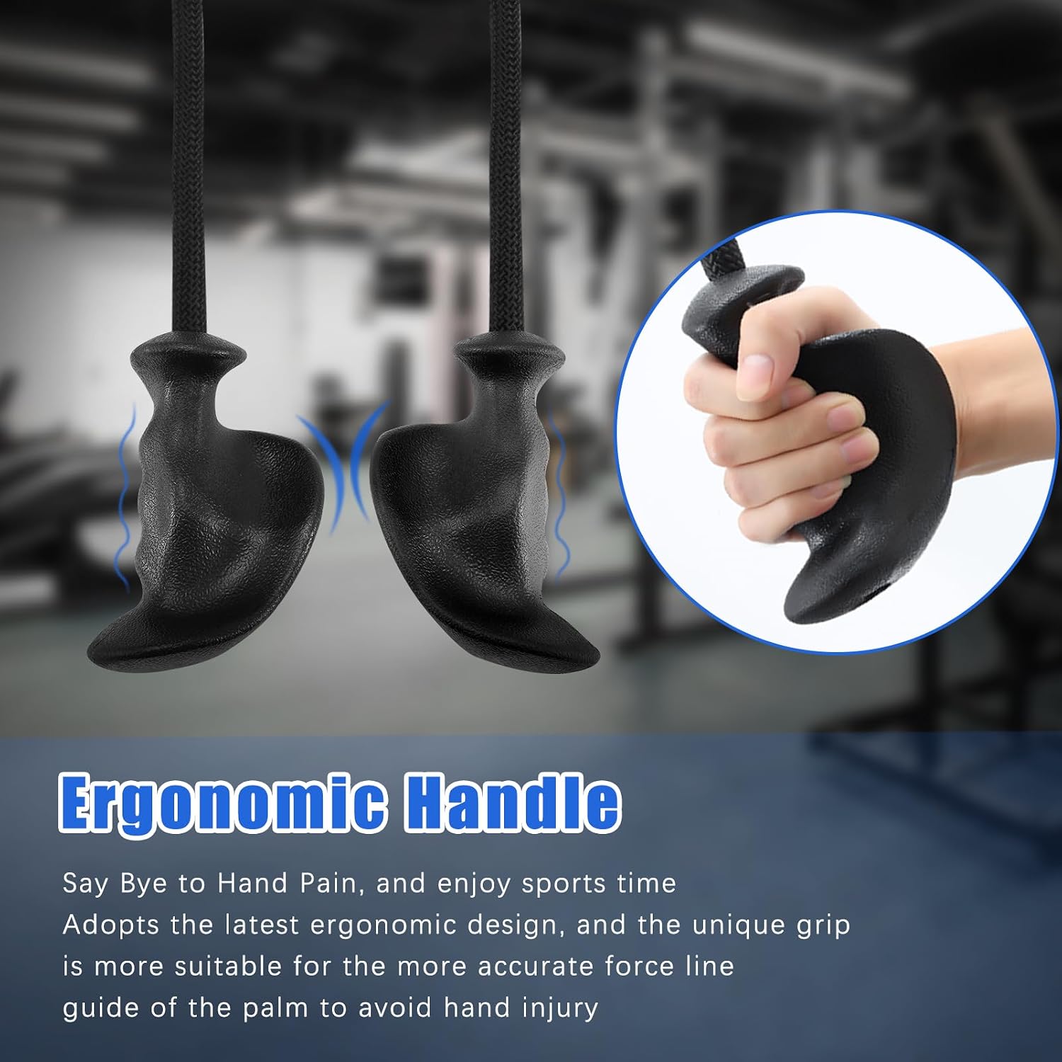 Detalle 2 de HXD-ERGO ergonomic triceps rope cable attachment (36 inch) with non-slip handles