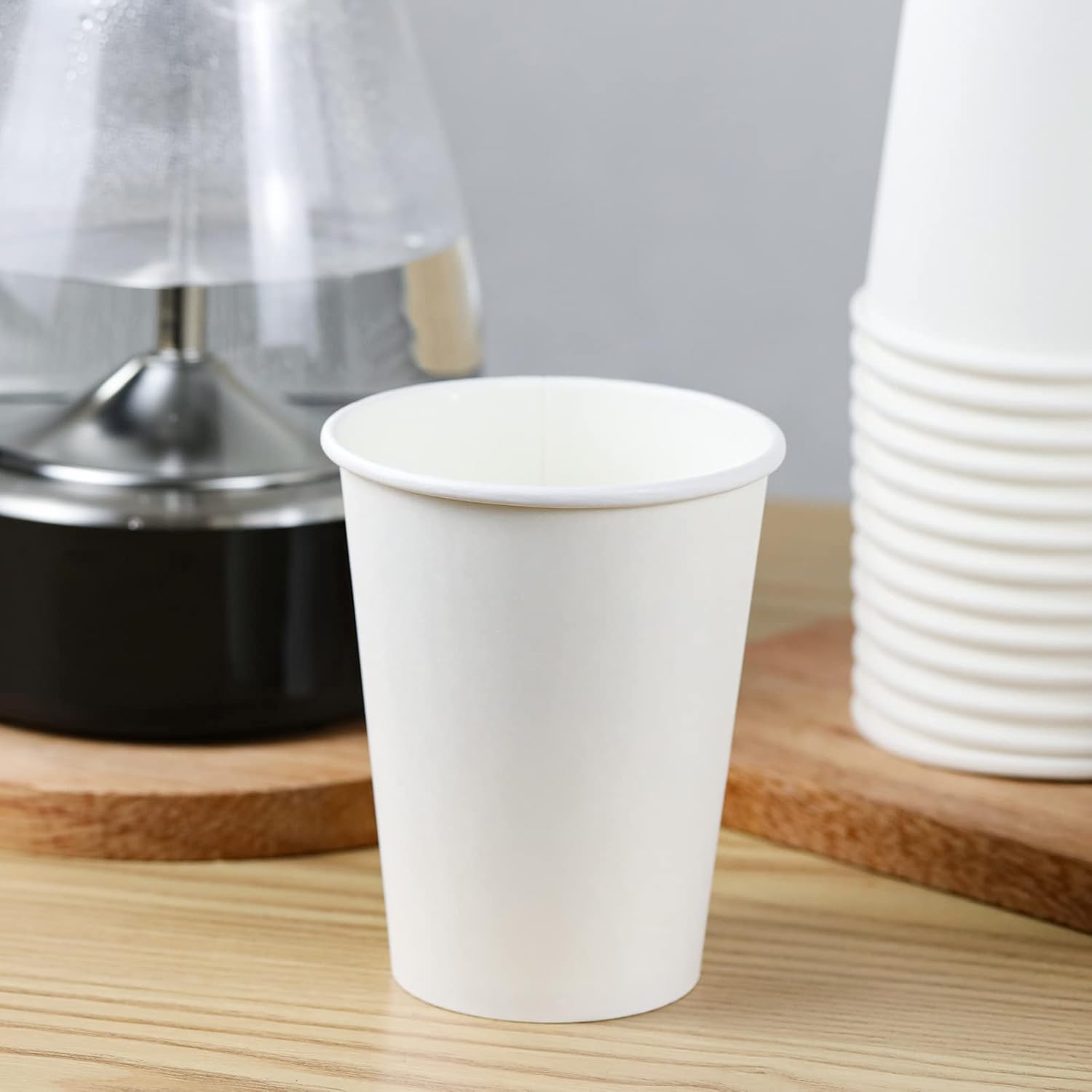 Detalle de RACETOP 12 oz Hot Paper Coffee Cups (300 Pack) – Upgraded Weight, White, Leak-Resistant