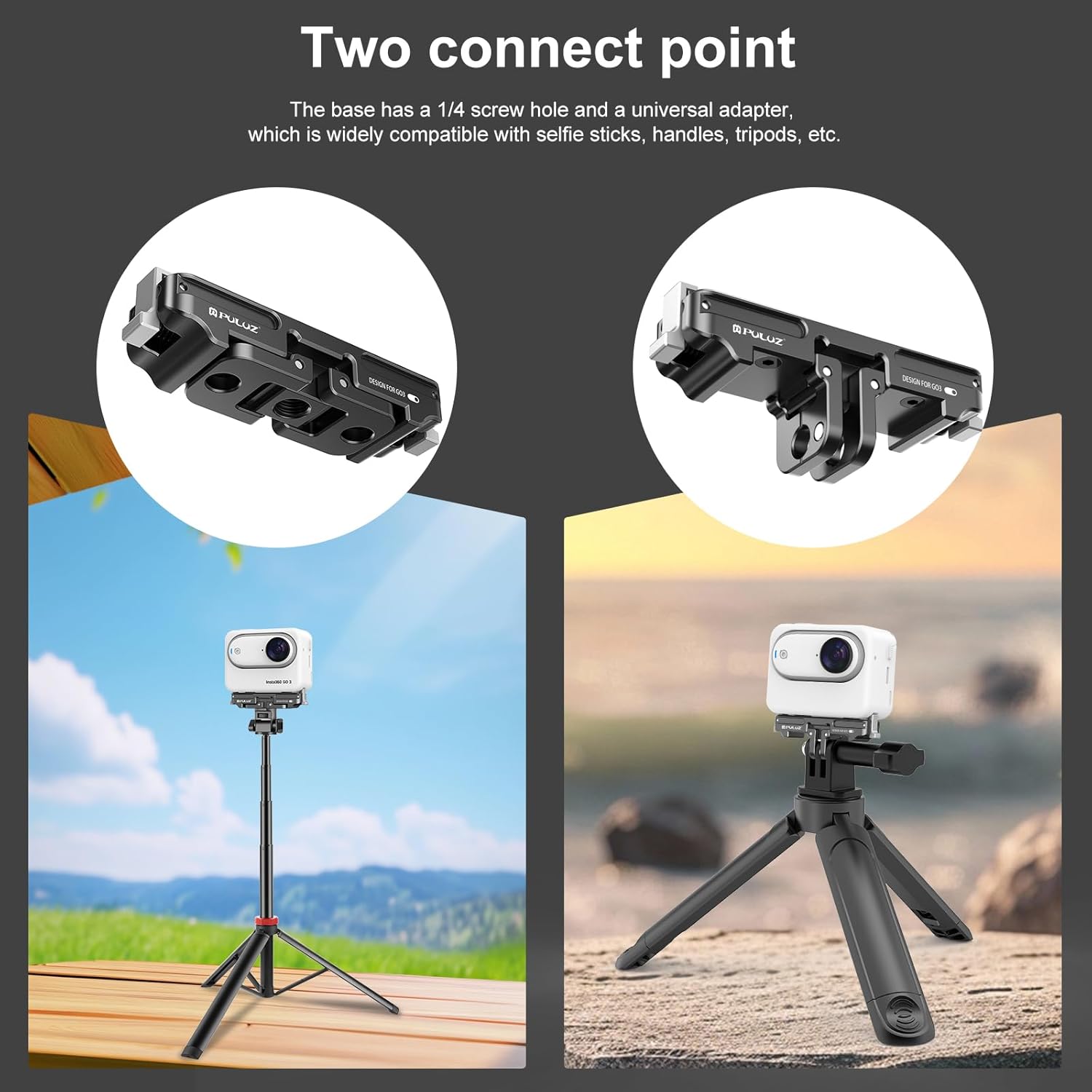 Detalle 2 de PULUZ Magnetic Quick-Release Base Mount for Insta360 GO3