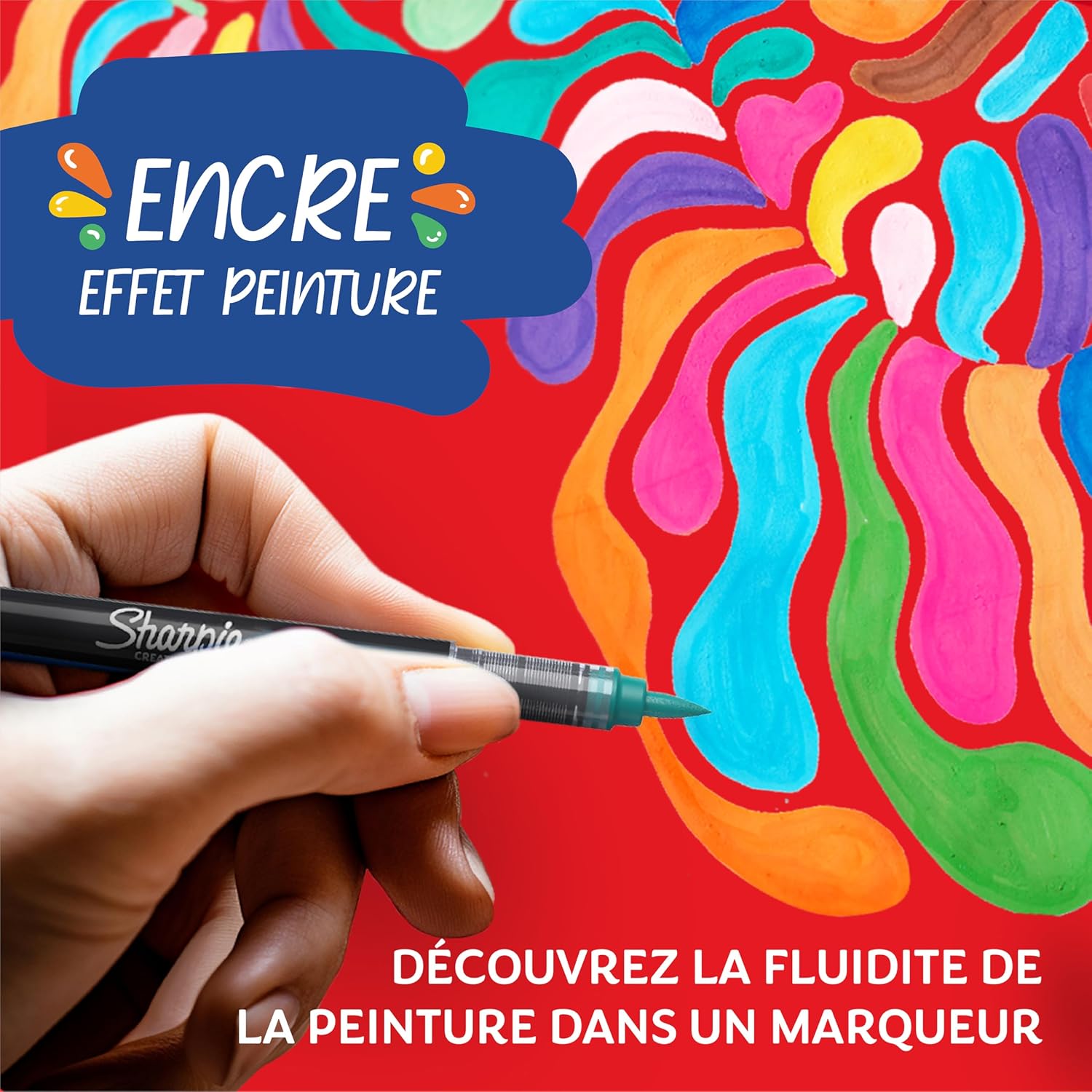Detalle de Sharpie marqueurs créatifs feutres acrylique à base d’eau noir (pointe ogive) – lot de 6