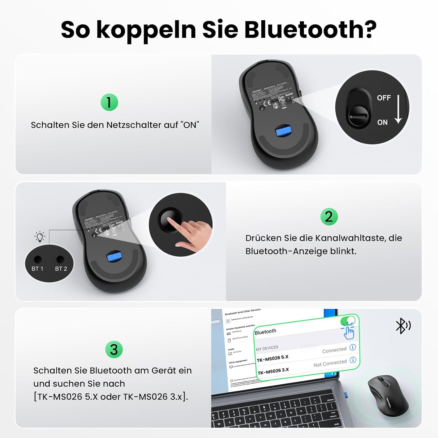 Thumbnail 6 de TECKNET Bluetooth Maus 4800 DPI 🖱