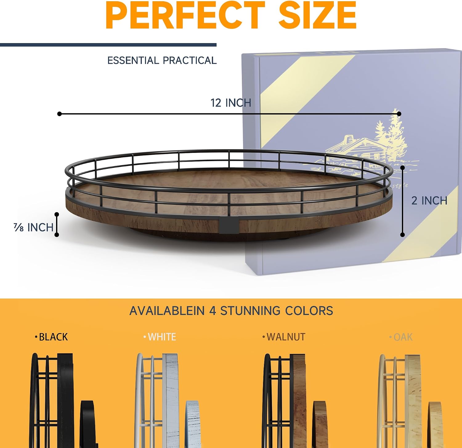 Thumbnail 4 de AMH Farmhouse Oak 12" Lazy Susan Turntable Organizer (Round Wooden Organizer & Storage)