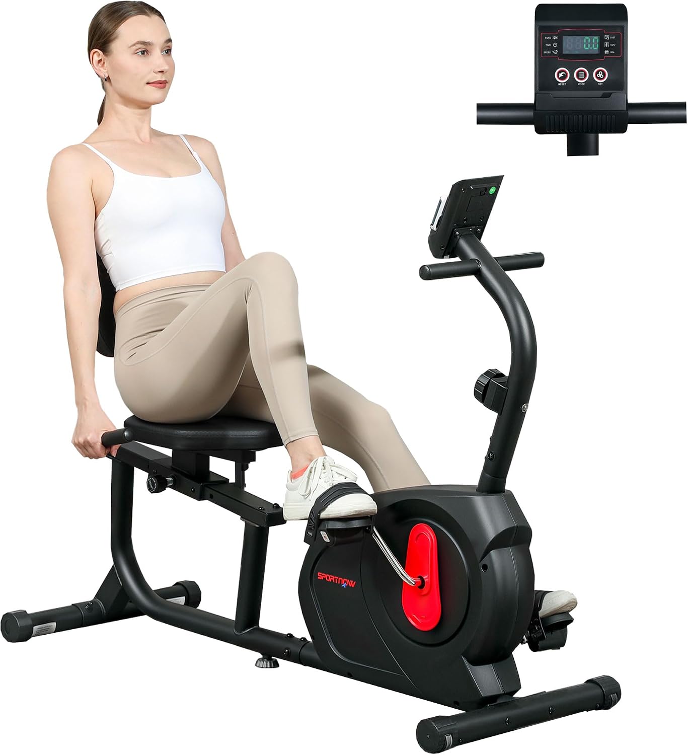 Detalle de SPORTNOW Bicicleta Estática Reclinada 8 niveles