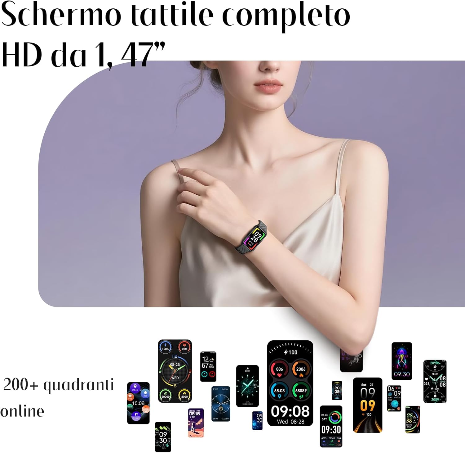 Thumbnail 1 de Baolubao Smartwatch Uomo Donna con cardiofrequenzimetro, SpO2, sonno e notifiche Bluetooth (2 cinturini)
