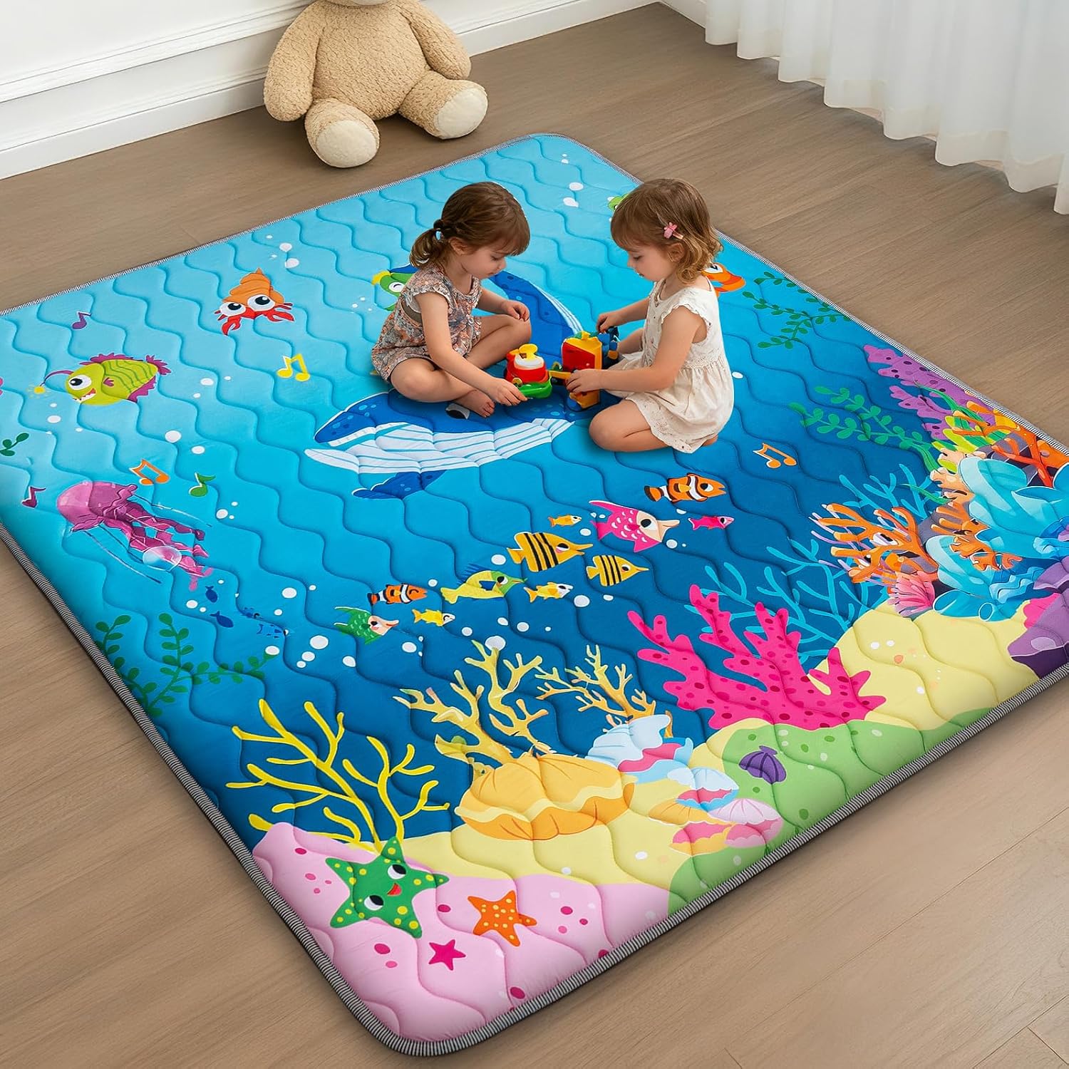 Thumbnail 6 de RONGFA 50" x 50" Baby Play Mat, Thick Foam, Non-Slip, Machine Washable, Sea