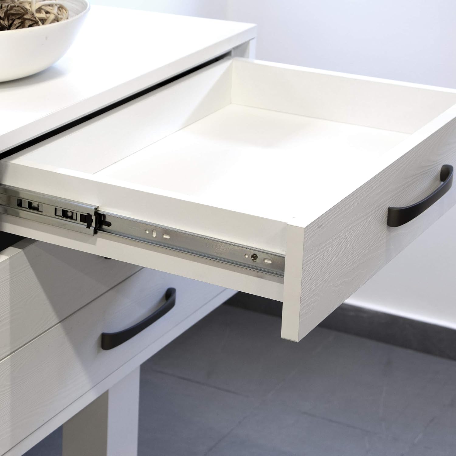 Detalle 2 de Emuca - Paire de coulisses à billes sortie totale 350 mm pour tiroir – Lot de 5