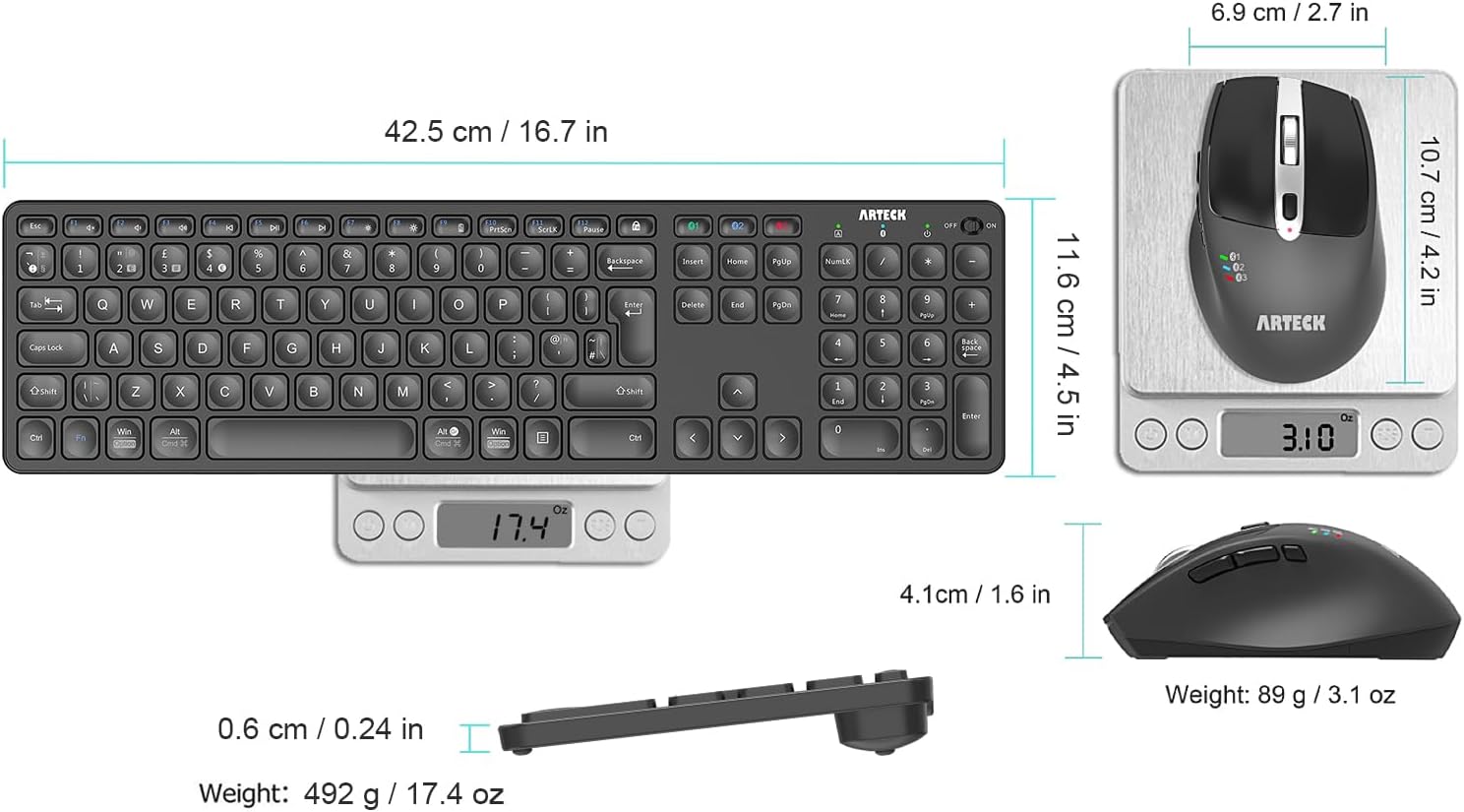 Thumbnail 5 de Arteck Universal Bluetooth Keyboard and Mouse set