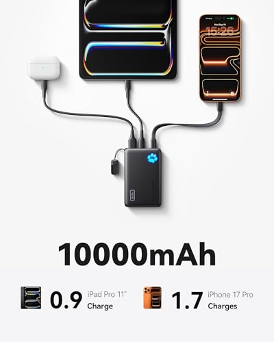 Detalle de INIU 45W Fast Charging Portable Charger, 10000mAh with Detachable Cable