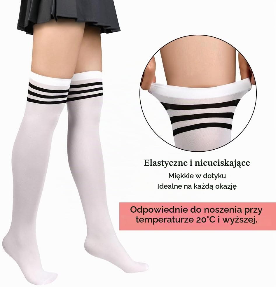 Thumbnail 4 de Aomig C2- Over Knee High Socks-FBA – aksamitne skarpety za kolano w paski
