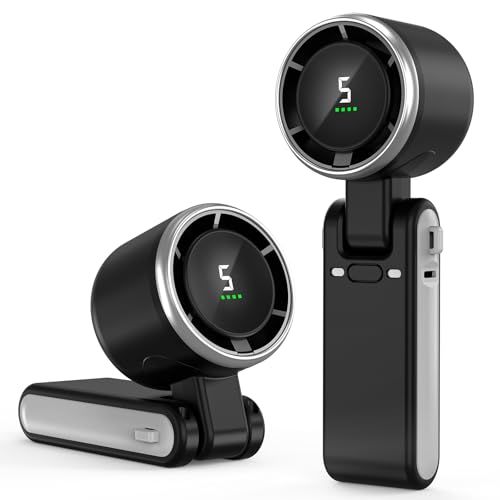 Detalle de KARFUN Ventilatore Portatile: Mini, Pieghvole a 180° con Display e USB
