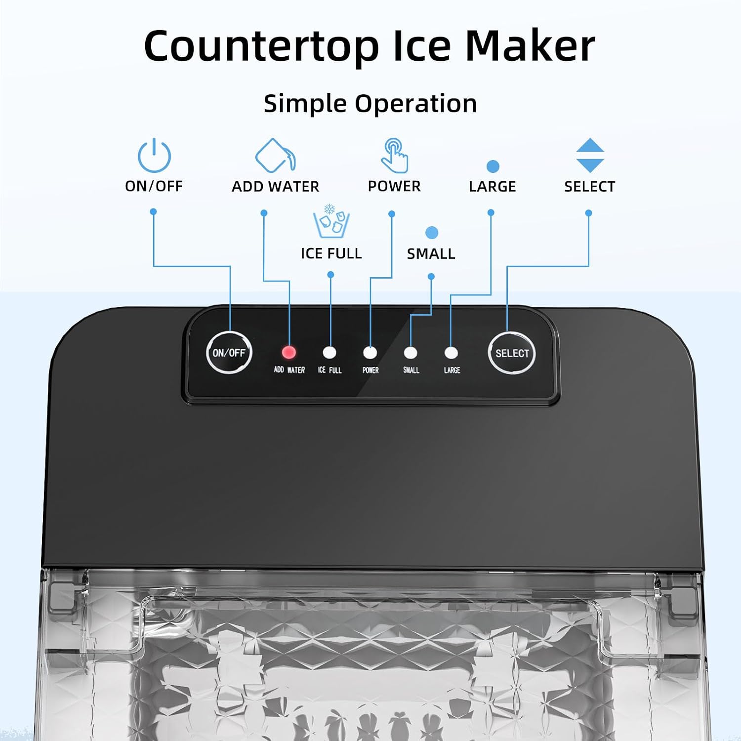 Detalle 2 de Antarctic Star HZB-12/V Countertop Ice Maker, 27 Lbs/Day, Two Ice Sizes