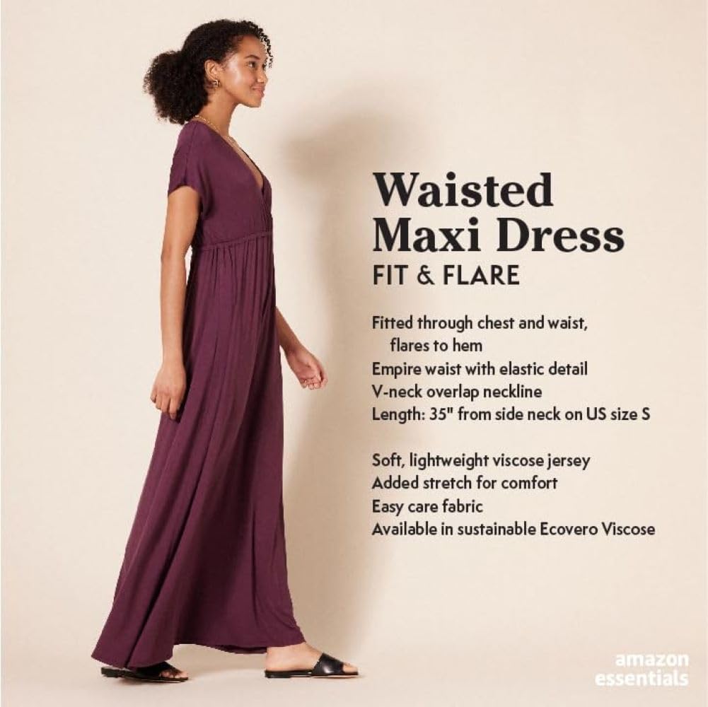 Thumbnail 1 de Amazon Essentials Damen tailliertes Maxikleid mit Glockensaum, Schwarz (Übergrößen), Gr. L