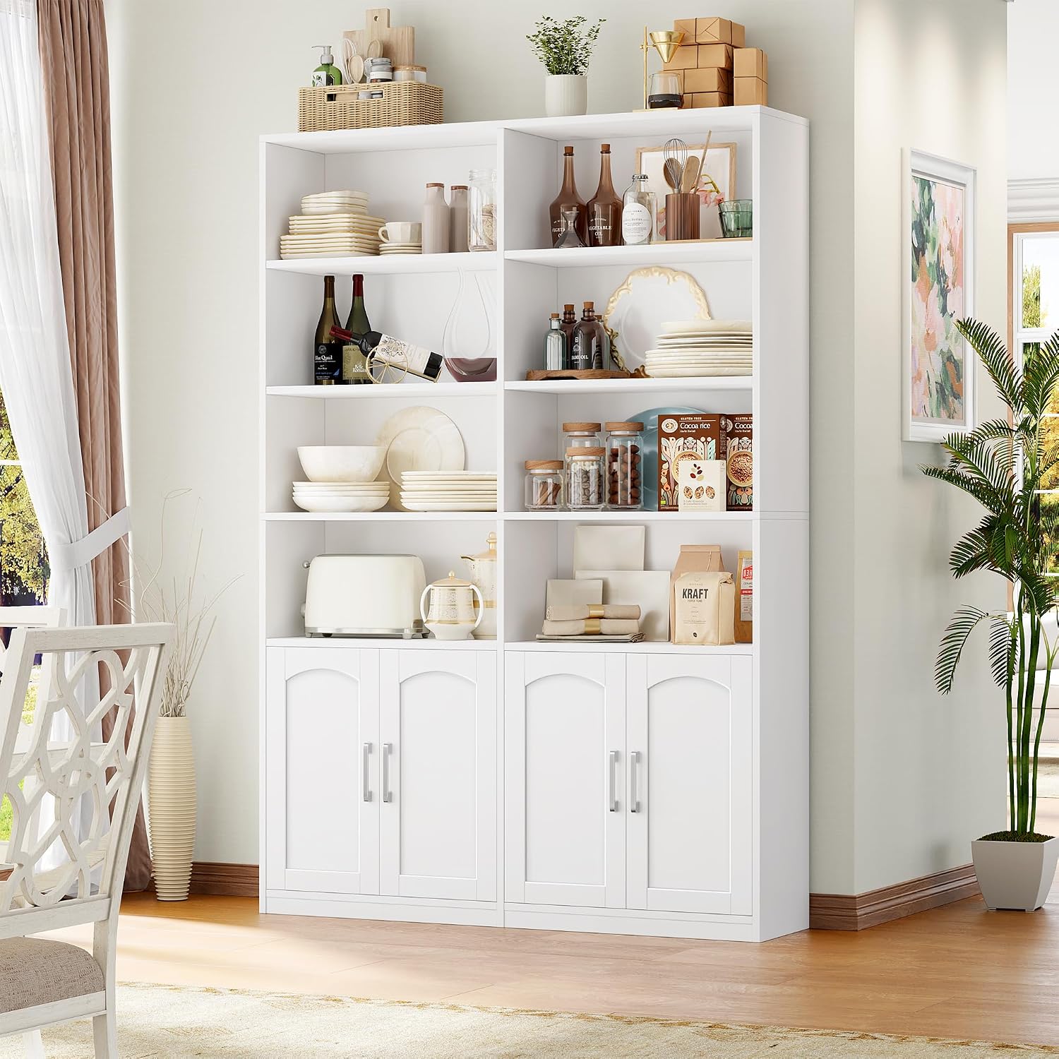 Thumbnail 6 de FirFurd P364 bookcase, 12 compartments, 4 doors, white, 115 x 27 x 185.5 cm