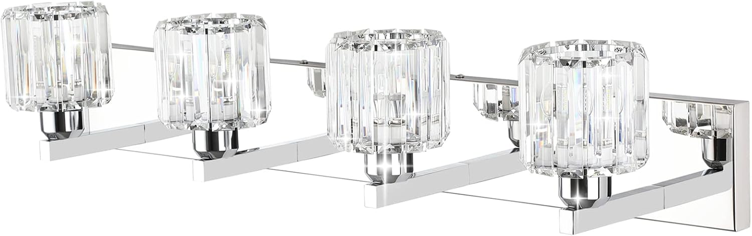 Detalle de Aipsun 8460 Crystal Bathroom Vanity Light, 4-Light Wall Fixture