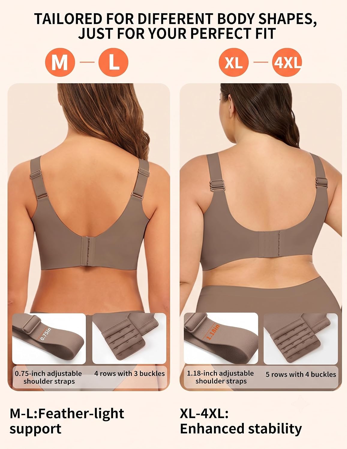 Detalle 2 de PoseFree Seamless Wireless Bra 5-Row Closure