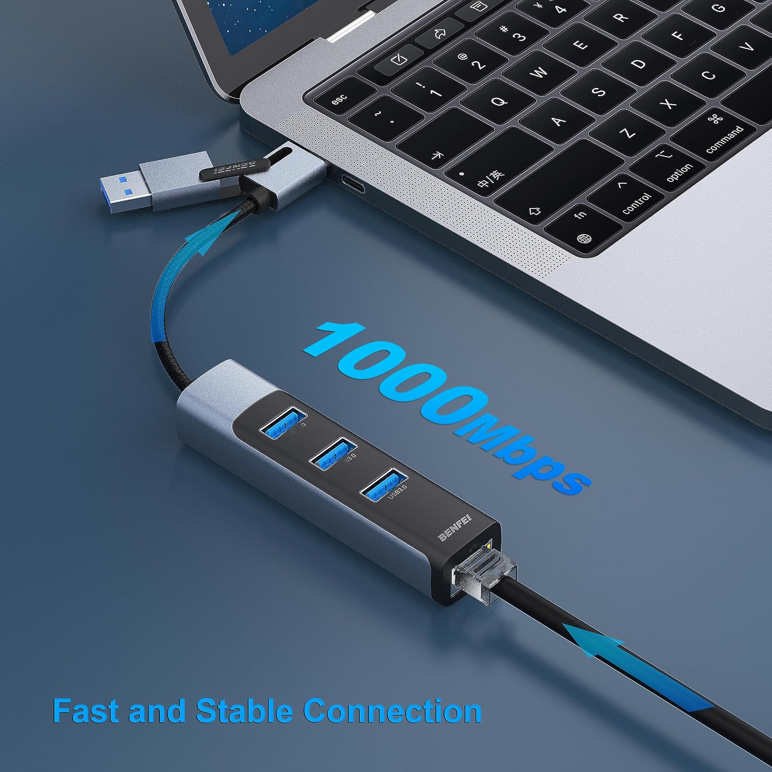 Detalle de BENFEI Adattatore USB-C 2 in 1 Ethernet 1 Gbps