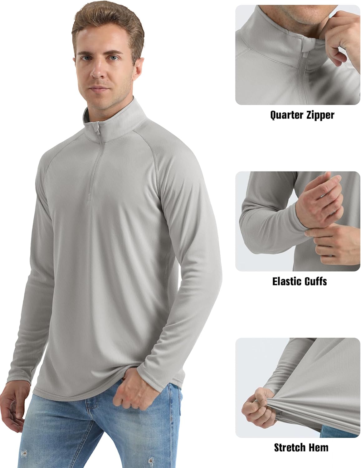 Thumbnail 4 de MAGCOMSEN T-Shirt Sportive da Uomo con protezione solare UPF 50+ e zip 1/4