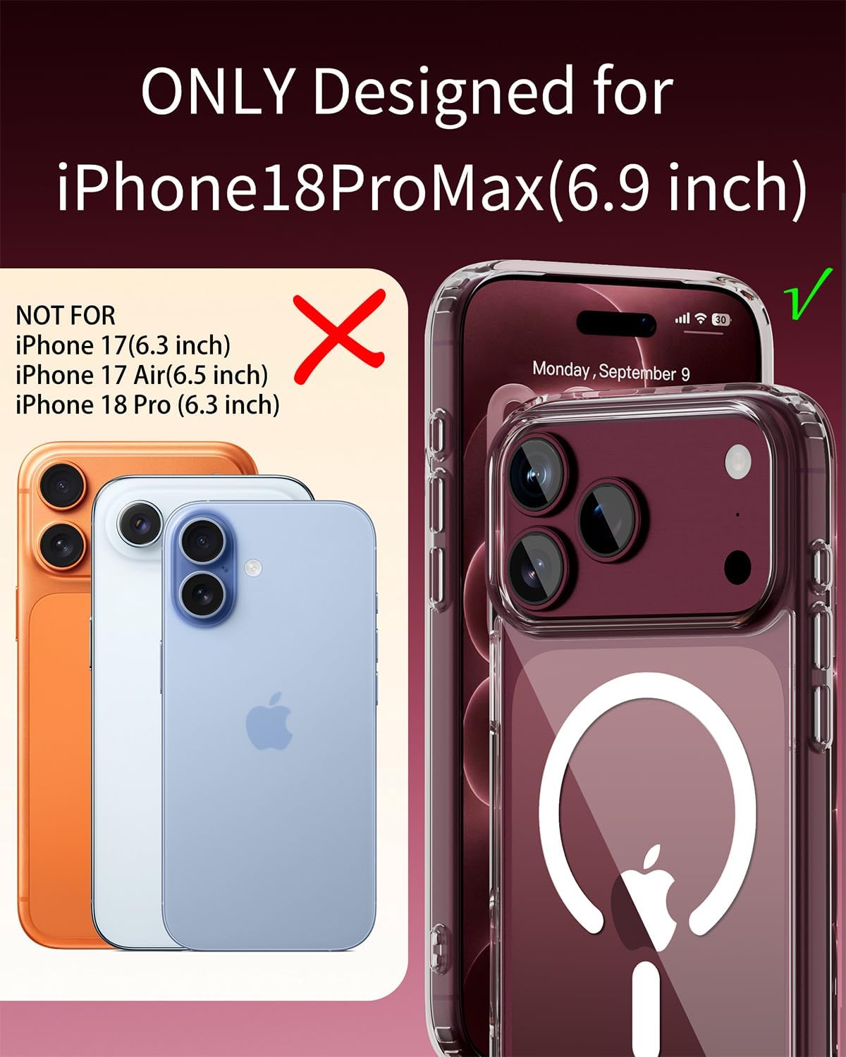 Thumbnail 6 de Saiuxiu Clear Case for iPhone 18 Pro Max, 3-in-1 MagSafe Kit