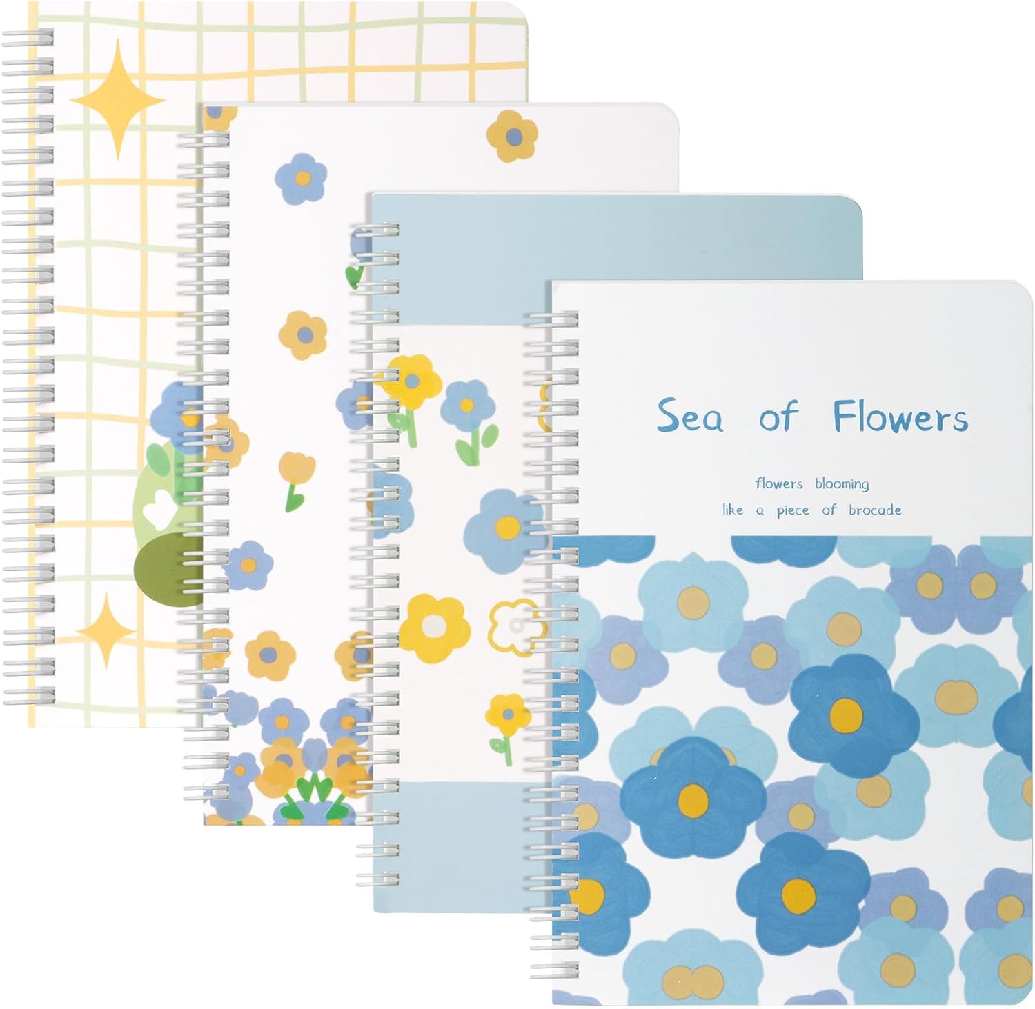 Detalle de OFFCUP A5 Spiral Notebooks, Pack of 4, Floral, 120 Pages Each
