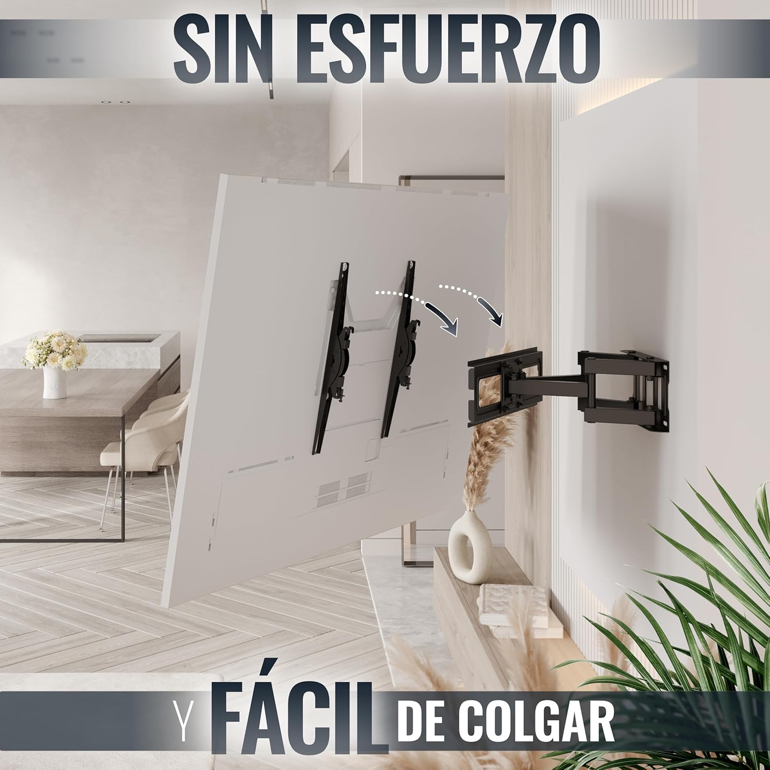 Detalle 2 de RICOO Soporte TV Pared 32-55" Articulado Giratorio Negro