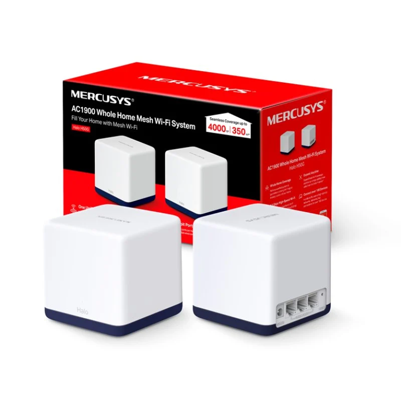 Detalle de Mercusys Halo H50G (Pack 2): sistema WiFi Mesh AC1900 para cobertura total en casa