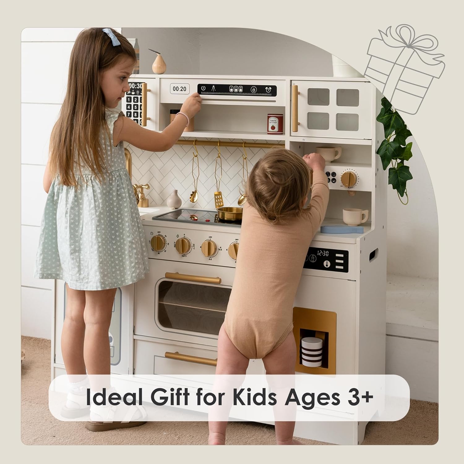 Detalle 2 de Wooden Play Kitchen for Kids 15+ Accessories 🍽