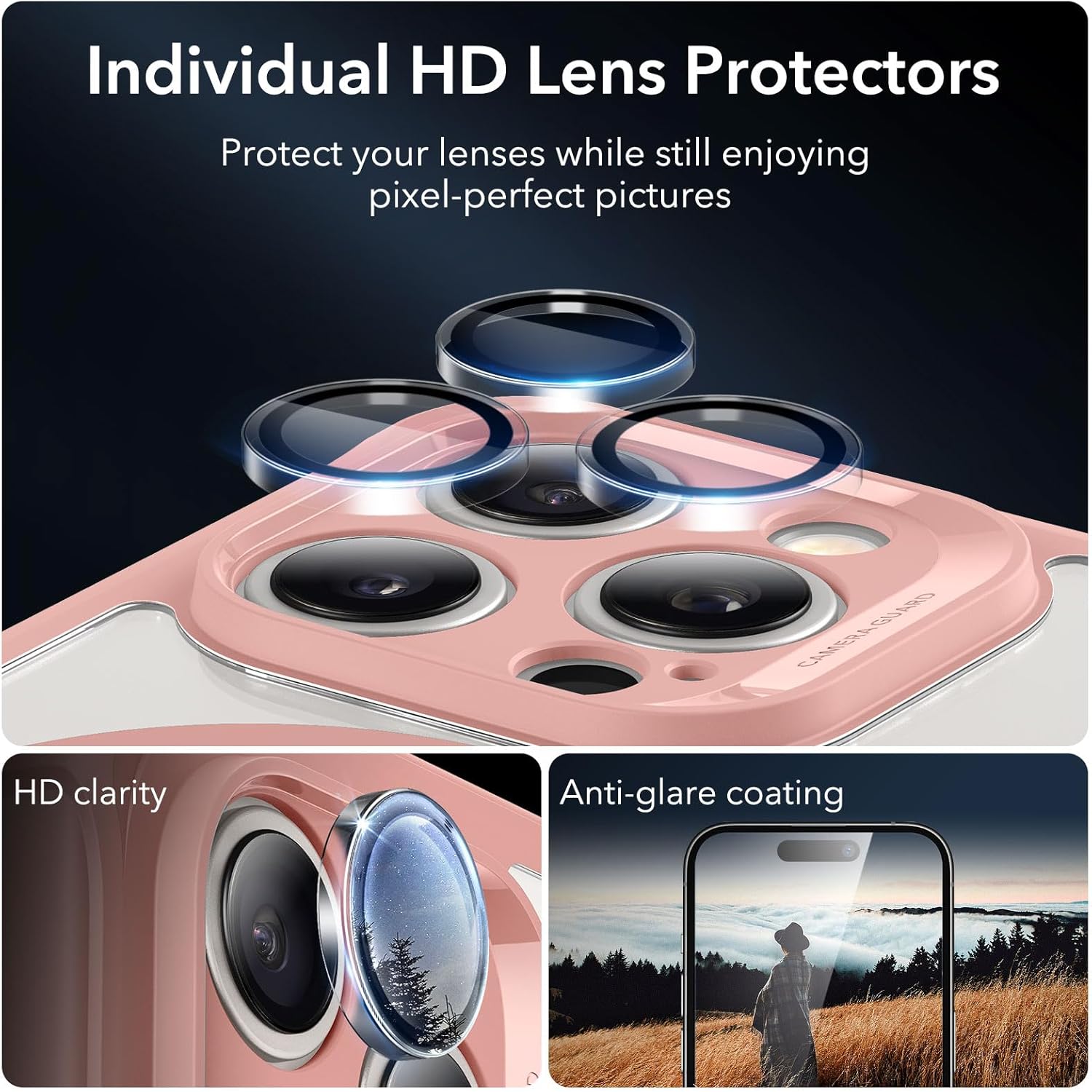 Thumbnail 6 de ESR Armor Series iPhone 15 Case with MagSafe + Built-in 9H+ Screen Protector (Clear Pink)