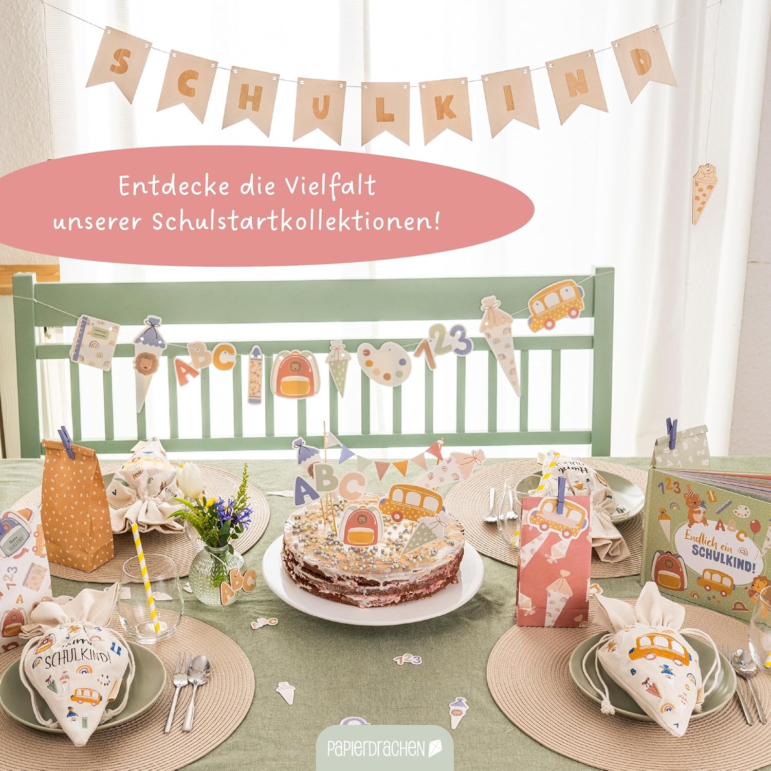 Thumbnail 6 de Papierdrachen Schulkind Krone – hochwertige, bestickte Krone für den Schulanfang