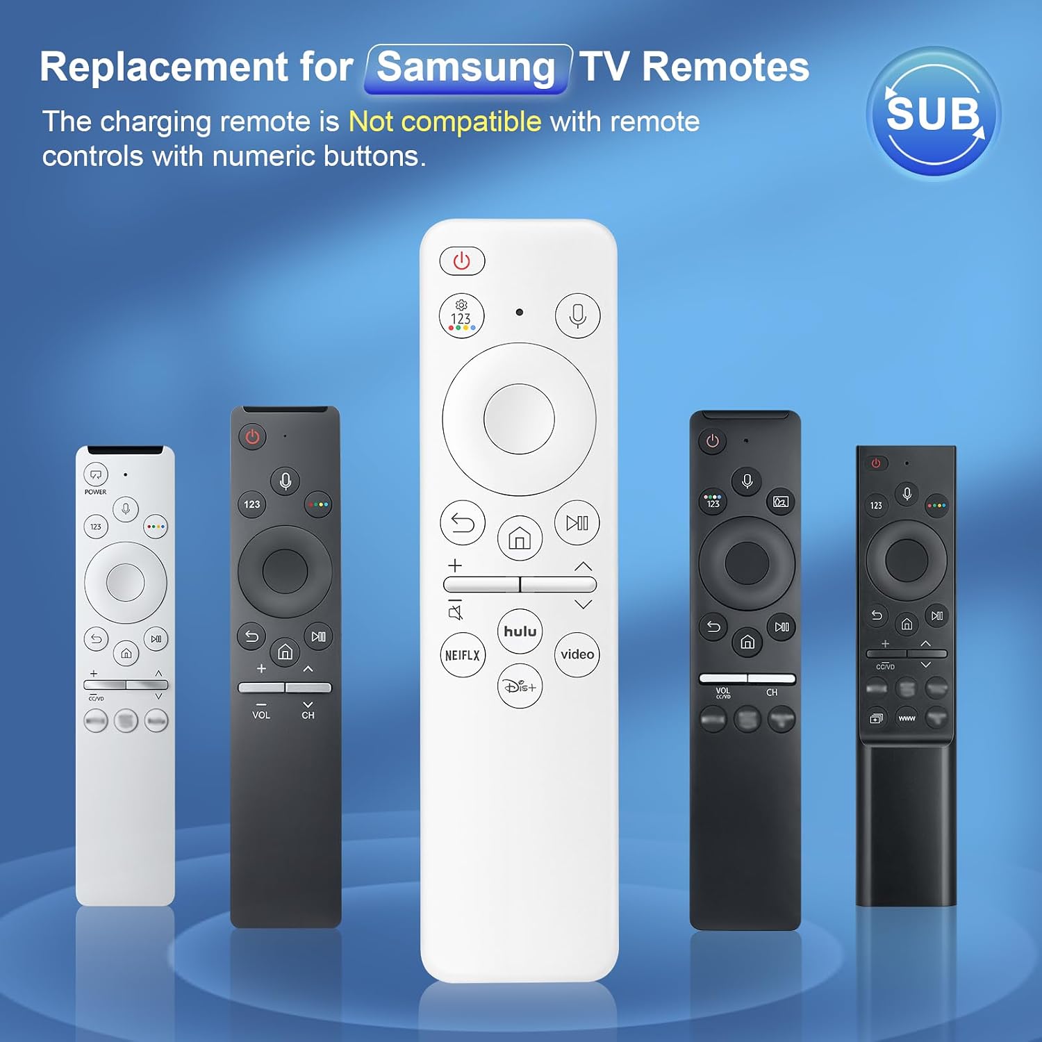 Detalle de Rechargeable Voice Remote for Samsung Smart TVs (2021–2025) with USB-C Charging and Voice Search