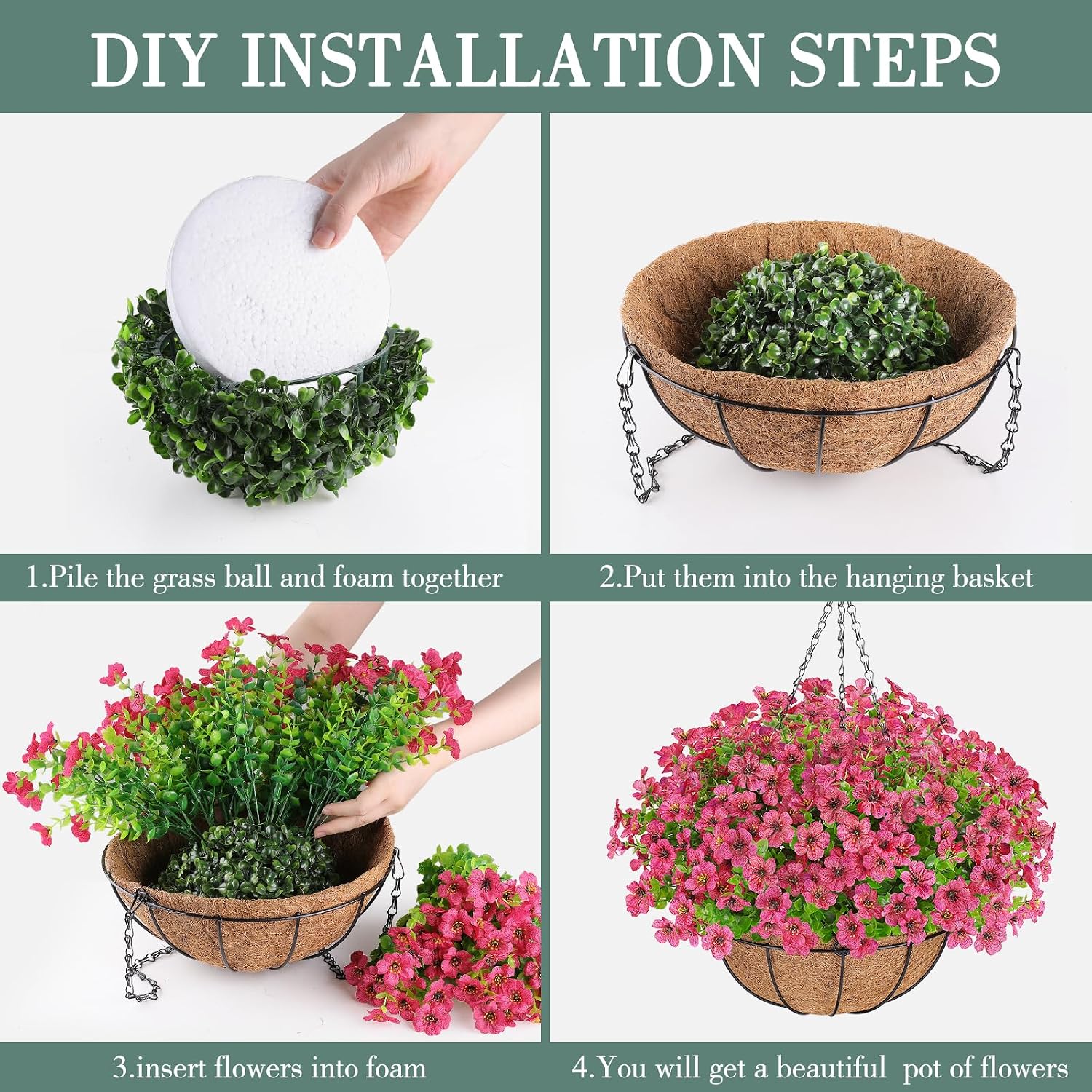 Thumbnail 2 de AGIRL Artificial Hanging Flower Basket, 12-inch
