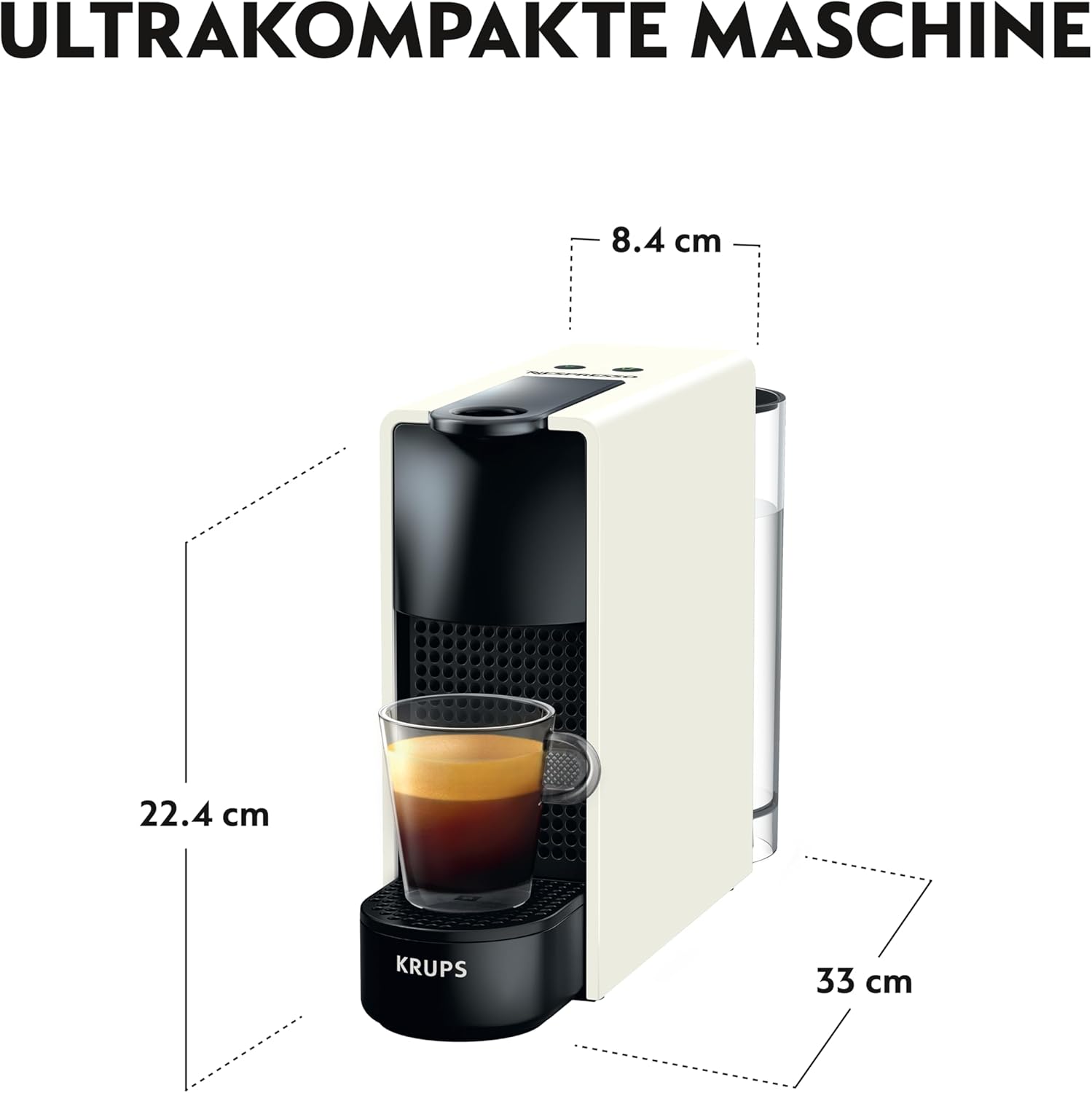 Thumbnail 3 de Krups Nespresso Essenza Mini XN1101 Kaffeekapselmaschine (weiß) für Espresso & Lungo