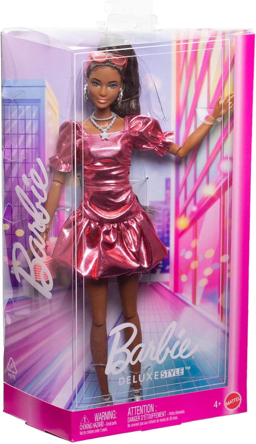 Thumbnail 5 de Barbie Deluxe Style n° 6 : poupée glamour avec robe corail métallisée et accessoires