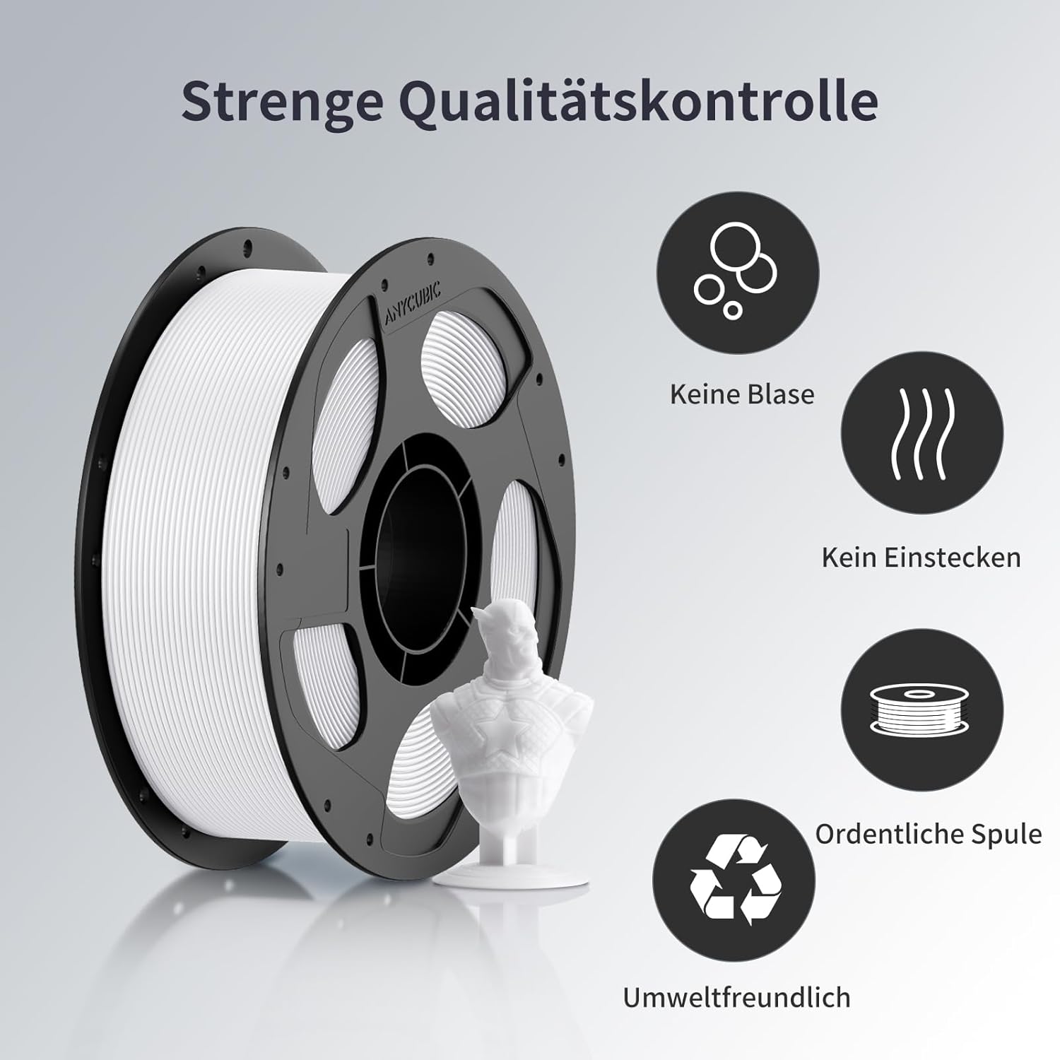 Thumbnail 3 de ANYCUBIC PLA 1,75 mm Filament Weiß – 1 kg, Clog-Free, Intelligente Identifikation