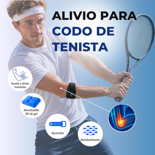Detalle de Matmar Codera Epicondilitis: Cincha ajustable con gel 3D para codo (Azul) - Anti-deslizante