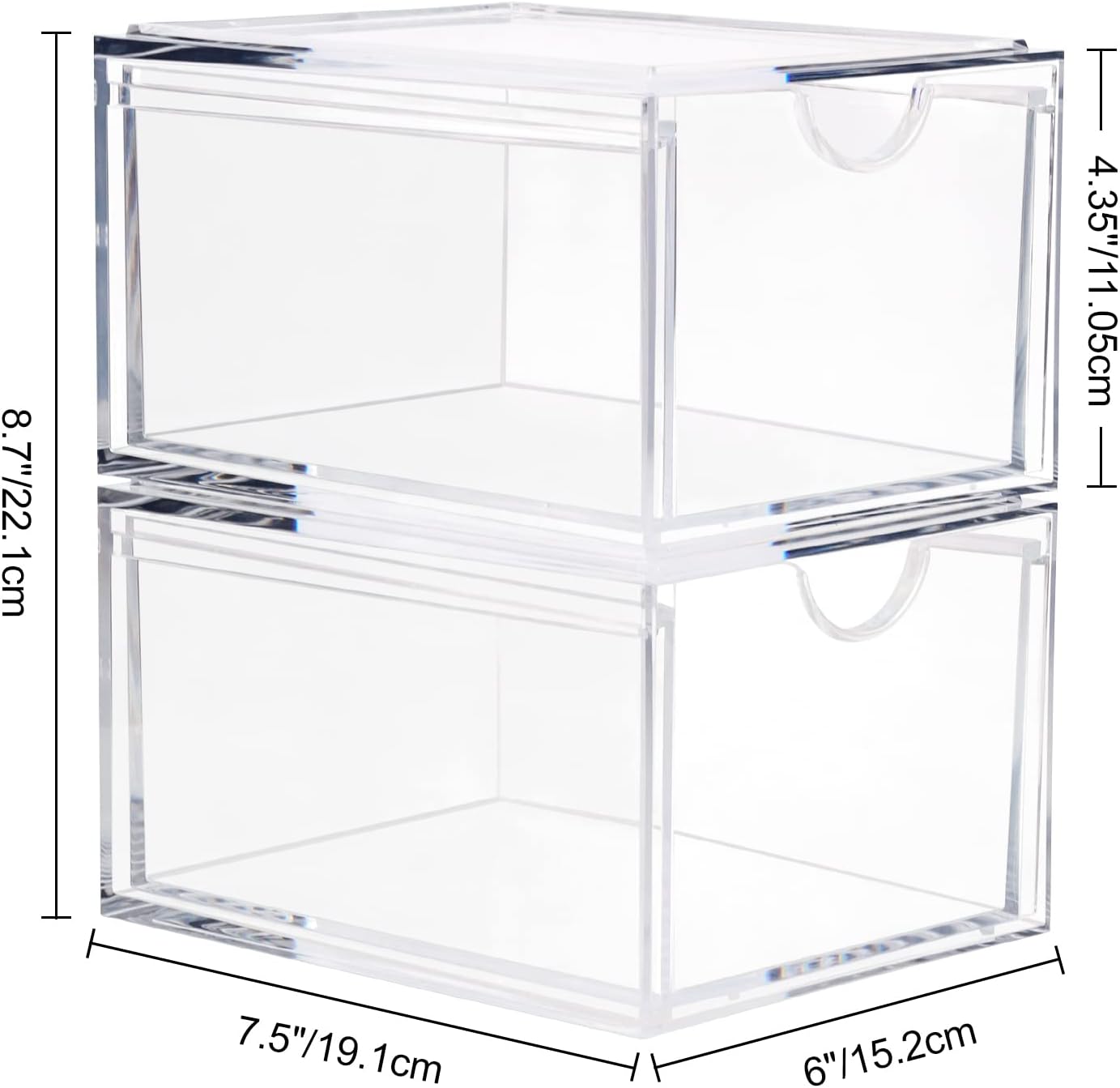 Thumbnail 2 de ECOSEAO Stackable Cosmetic Organizer Drawers – Clear Acrylic, 2-Pack