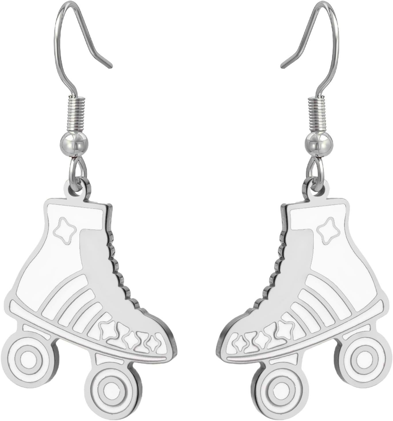 Detalle de Dreamtimes Rollschuh-Anhänger-Ohrring aus Edelstahl – bunte Rollschuh-Ohrringe als Sport-Schmuck & Geschenk
