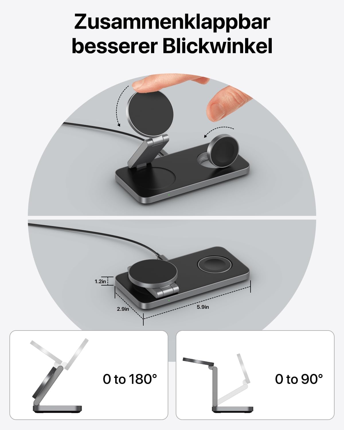 Detalle de QTlier 3-in-1 Induktive Ladestation 20W