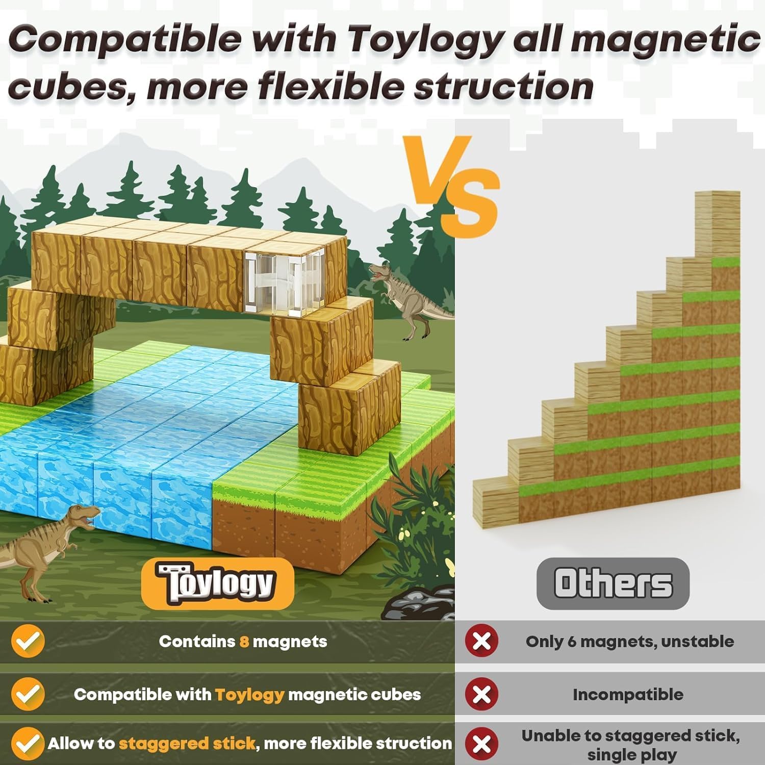Detalle de 150PCS Magnetic Blocks Build Mine Magnet World Toys