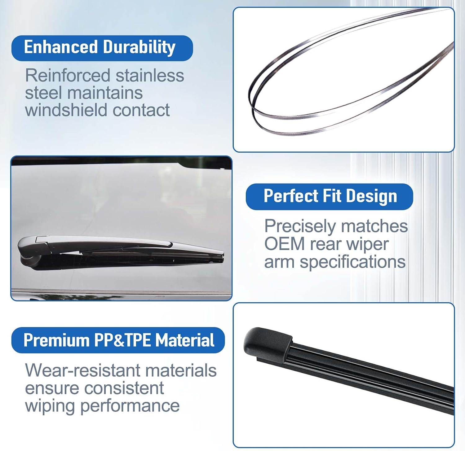 Thumbnail 3 de Rear Windshield Wiper for Honda Pilot 2016–2025 (14-inch) Streak-Free OEM-Style Back Wiper Blade Replacement