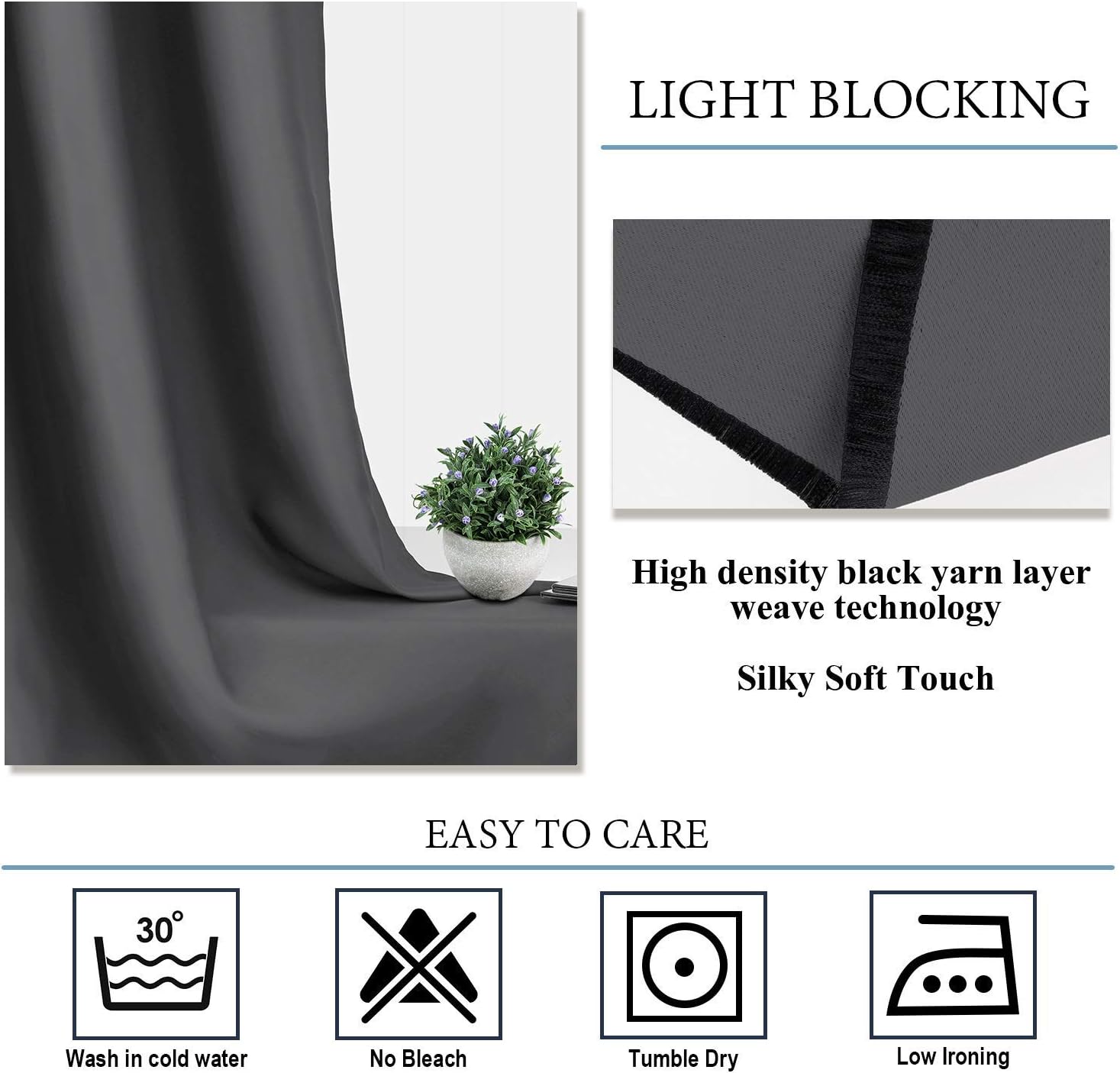 Detalle 1 de Diraysid Blackout Curtains, 42 x 84 Inches