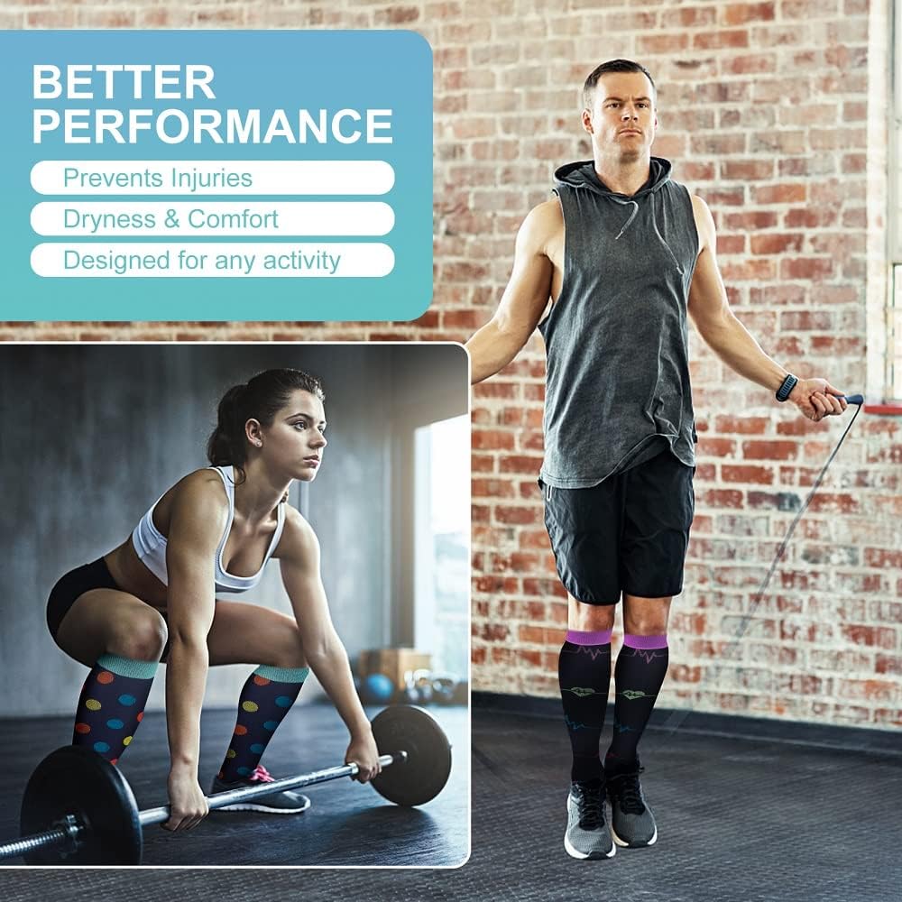 Detalle de Pnosnesy 15-20 mmHg Compression Socks (7 Pairs) for Men and Women