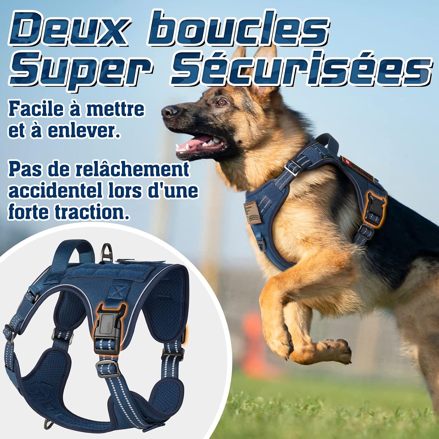 Thumbnail 6 de rabbitgoo Harnais anti-traction tactique réfléchissant pour chien (XL) avec poignée et anneaux