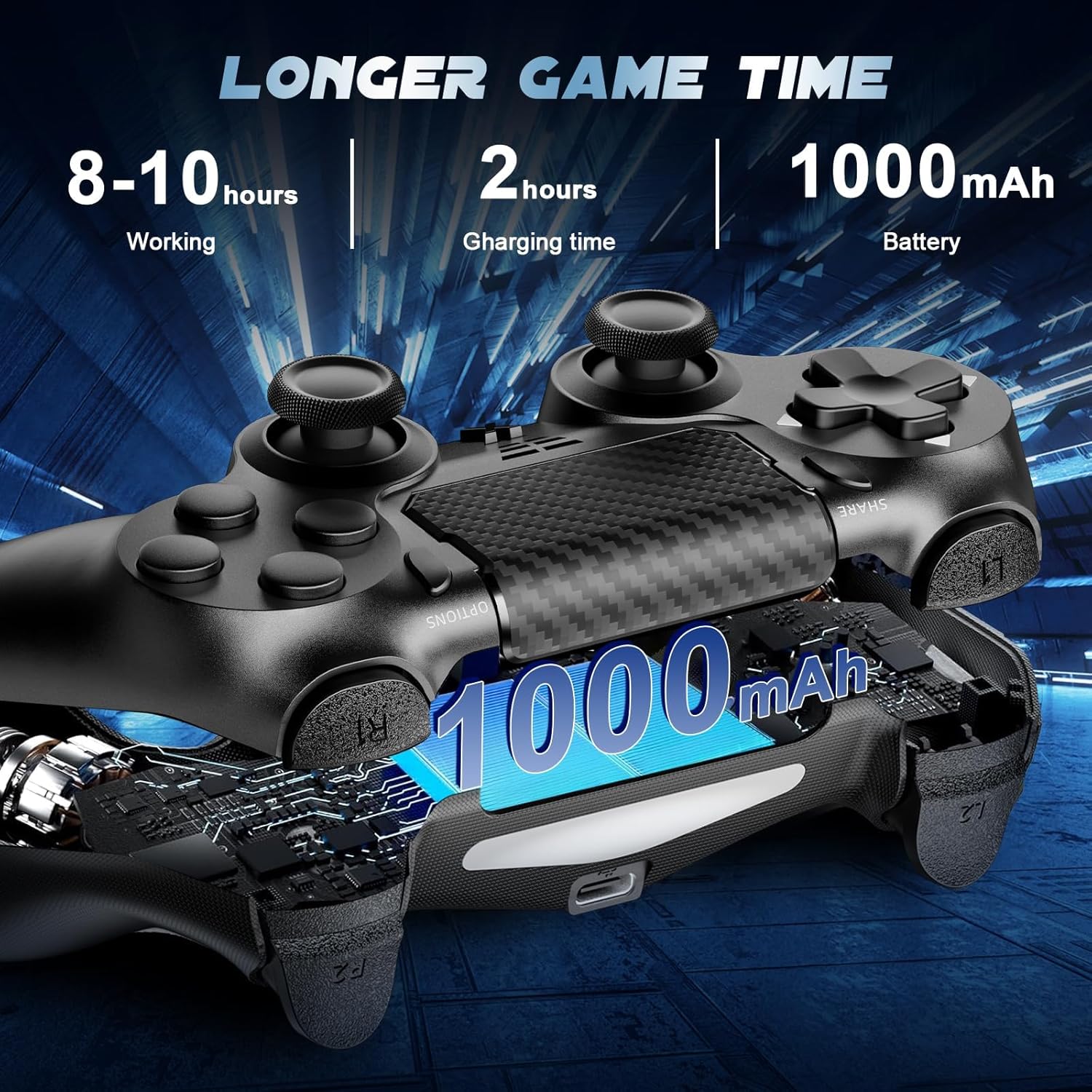 Detalle de Glitfix Wireless Controller für PS-4 – 2er-Set Schwarz/Weiß