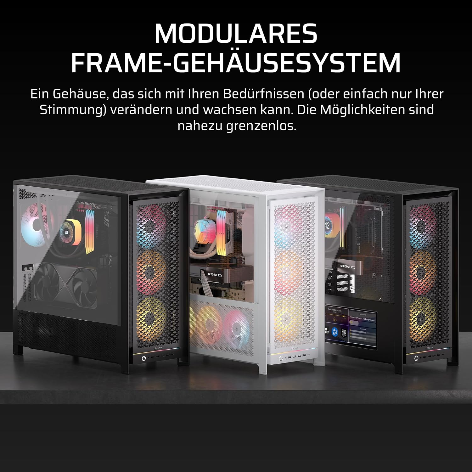 Detalle de CORSAIR Frame 5000D RS ARGB Modulares Hohem Luftstrom Mid-Tower-Gehäuse