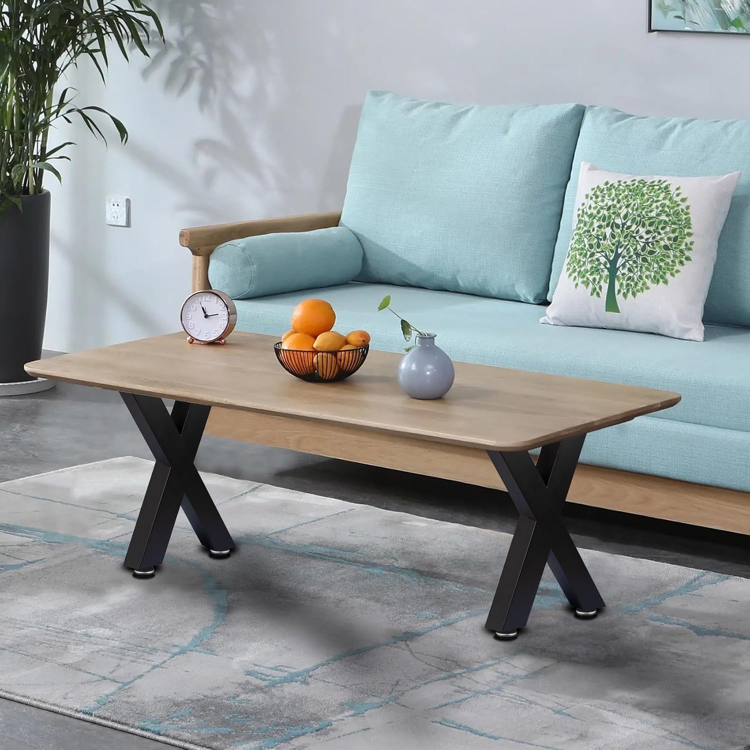 Detalle de Taelakeni X-Shaped Metal Bench Legs, 16 Inch
