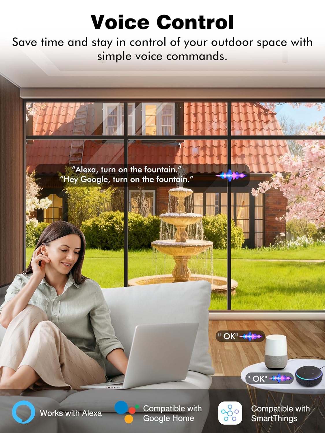 Detalle de EIGHTREE ET75 Outdoor Smart Plug, Dual Outlets, Dual-Band Wi-Fi, IP44