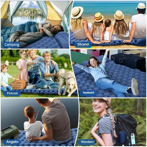 Detalle de Asoway Isomatte Selbstaufblasend 2 Personen – Doppel-Campingmatratze mit Fußpumpe