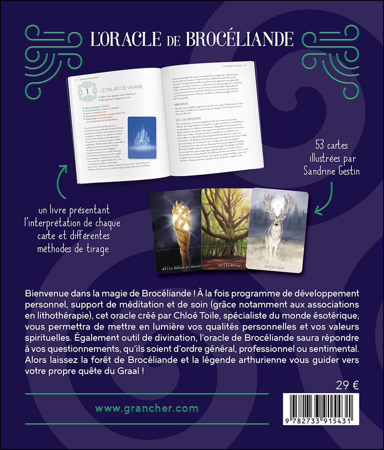 Detalle 2 de L'Oracle de Brocéliande: Le livre et le jeu de 53 cartes – boek met orakelkaarten